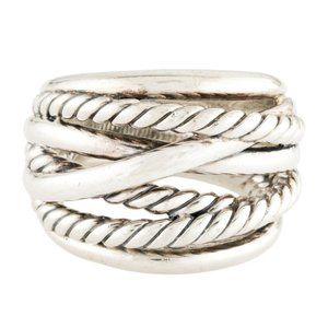 DAVID YURMAN STERLING SILVER 925 CABLE CROSSOVER BAND RING
